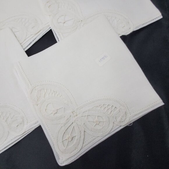 VTG 6 New White Belgium Battenberg Lace Linen Napkins 12" Fine Linen Set Of 6 - Picture 2 of 8